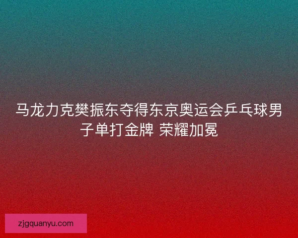 马龙力克樊振东夺得东京奥运会乒乓球男子单打金牌 荣耀加冕