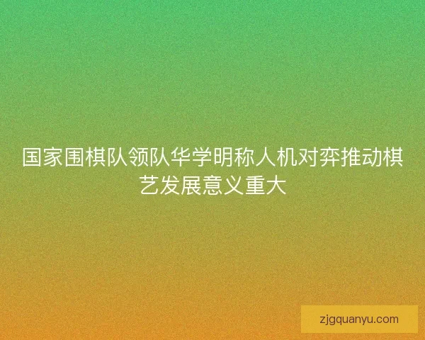 国家围棋队领队华学明称人机对弈推动棋艺发展意义重大